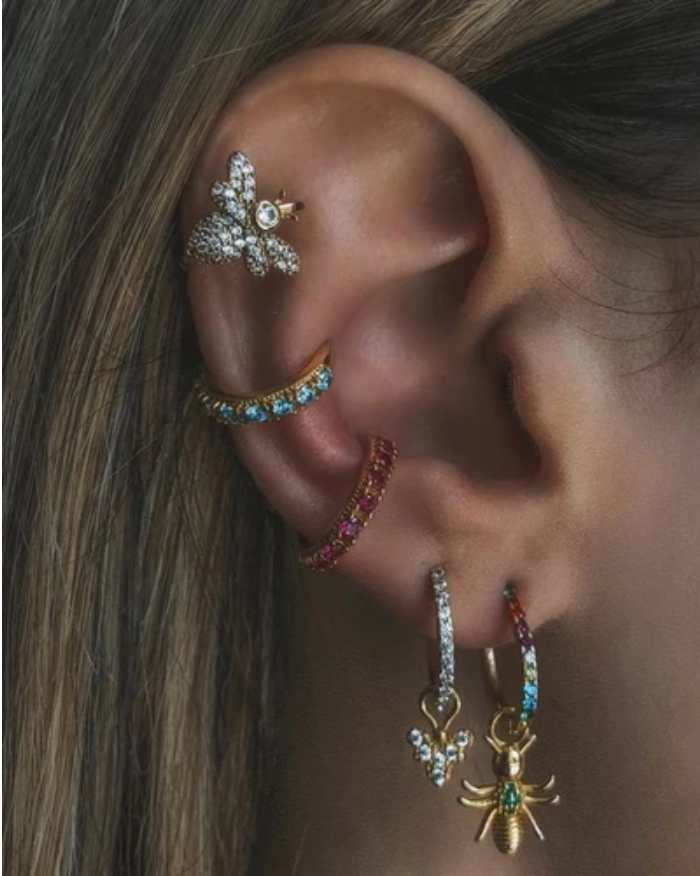 Rosalind Ear Cuff - Gold & Blue