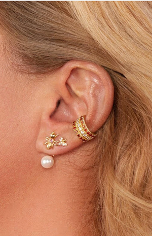 Rosalind Ear Cuff - Gold & Red